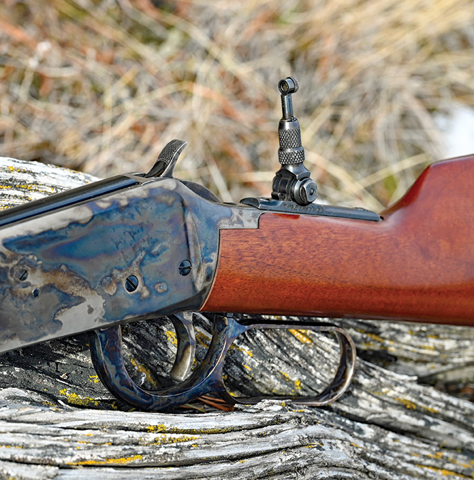 The Cimarron 1894 with vintage Marbles tang sight.